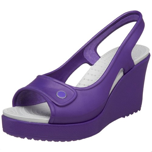 crocs Women's Havana Wedge Slingback,Ultraviolet/Pearl White,4 M