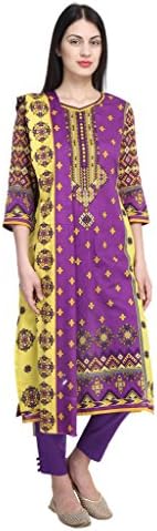 Uptowngaleria Women's Pakistani Cotton Lawn Salwar Suit Set M Purple