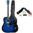 Austin Bazaar 38 Inch Blue Cutaway Guitar with Gig Bag and Accessories