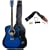 Austin Bazaar 38 Inch Blue Cutaway Guitar with Gig Bag and Accessories