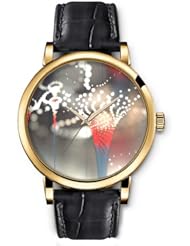SPRAWL Aanalog Fashion Series Gold Ladies Watches of Genuine Black Leather Strap,Unique Wrist Watch for Women Girls Designed with Jumping dot