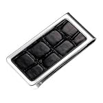 Chrome Money Clip w/ Black Crocodile Skin Pattern
