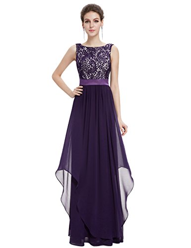 Ever Pretty Juniors Lace Chiffon Sleeveless Long Prom Dress 8 US Purple Ever Pretty Juniors Lace Chiffon Sleeveless Long Prom Dress 8 US Purple