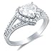 Cheap Size 12 – Solid 14k White Gold Heart Shape Solitaire with Round Side Stones Highest Quality CZ Cubic Zirconia Engagement Ring 2.0ct. On Sale
