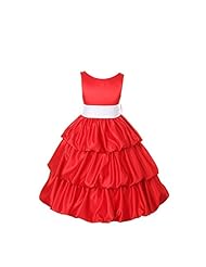 Girls Polyester/Satin  Tea Length  Dress With a Bow(s) and a Sash 