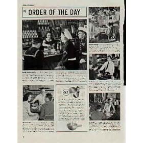 "Order Of The Day" Marines order lunch at Howard's Sandwich Shop, in Portsmouth Virginia. Popular Miami Beach boasts a new club on the sands of the Atlantic - Cromwell Hotel's Shore Club. Duluth, Minnesota's, folks in the know gather at Jack's Cafe. A Soda Bar for a night club was the aim of youthful founders June Robert and Ann Fulgham when they started Cleveland's B & A Soda Bar. One of the buziest stores in Palm Springs, California is Plaza Drug. ..... 1942 Heinz 57 Ad, A2421A