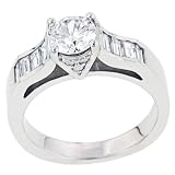 Baguette/Round Diamond Engagement Ring .55cttw (CZ ctr