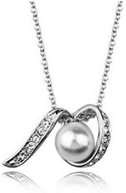 Passion Emotion New Crazy Price Holiday Gift Jewelry, Lead Tin Alloy Plated Graceful Pearl Pendant Rhinestone Crystal Necklace
