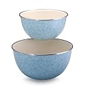Paula Deen 2 Piece 1.5 Quart and 3 Quart Enamel on Steel Mixing Bowl Set, Blue