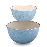 Paula Deen 2 Piece 1.5 Quart and 3 Quart Enamel on Steel Mixing Bowl Set, Blue