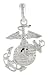 Sterling Silver U.S. Marines Eagle Globe & Anchor Pendant, 7/8