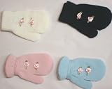 One Size Magic Mitten Trimmed with Two Pink Rosebuds for Ages 0-2 Years