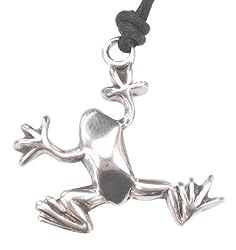 Cool Hanging Toad Frog Pewter Pendant Necklace