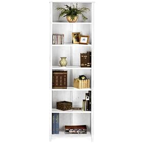 Oxford 24 Inch White Six - Shelf Open Bookcase, SIX-SHELF 24W, WHITE