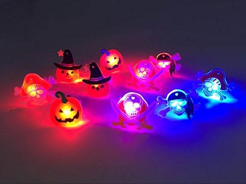 Best Svan Bright LED Finger Lights 10 Pcs Light Up Rings Toys-Pumpkin and Skull Shape