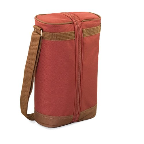 Picnic Time Estate Insulated Wine Tote, with Service for 2, Red Clay