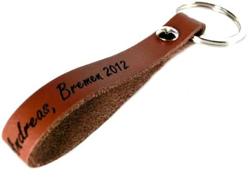 AREA17® Personalized Engraved Leather Keychain Cognac - including your individual engraving