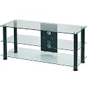 Jual JF002BC Black Legs/Clear Glass Plasma TV Stand