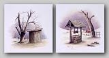 Out House and Old Well Set by Howard Burger 11"x14" Art Print Poster