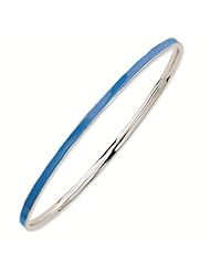Sterling Silver Stackable Expressions Blue Enamel Bangle Bracelet - Stackable Jewelry Collection