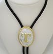 Silver/Gold Plated Monogram Letter "T" Bolo Tie