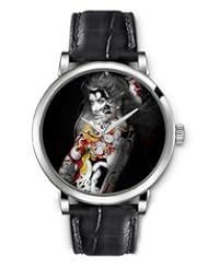 SPRAWL Aanalog Fashion Series Silver Ladies Watches of Genuine Black Leather Strap,Unique Wrist Watch for Women Girls Designed with tattooed Girl