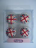 12 UNION JACK Sugar Cake Decorations (Pipings){Cupcake Toppers}
