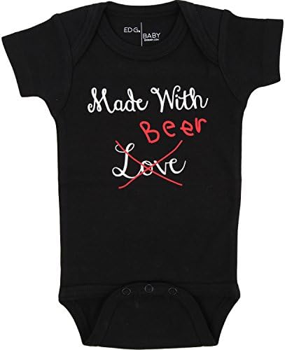 "MADE WITH VODKA / BEER / TEQUILA" Bodysuit in Black by ED G Baby (6-12 M, BEER)