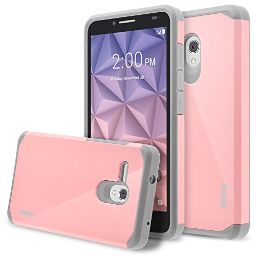 Alcatel One Touch Fierce XL Case, RANZ Grey with Pink Hard Impact Dual Layer Shockproof Bumper Case For Alcatel One Touch Fierce XL (5054N)