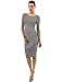 PattyBoutik Mama Striped Elbow Sleeve Maternity Dress (Black and White S)