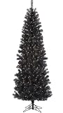 7.5' Slim Black Pre-Lit Lakewood Spruce Artificial Christmas Tree - Clear Lights