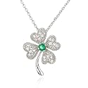 Sterling Silver Pave Cubic Zirconia 4-Leaf Clover Pendant by Cheline, 18"