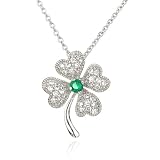 Sterling Silver Pave Cubic Zirconia 4-Leaf Clover Pendant by Cheline, 18