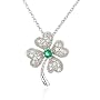 Sterling Silver Pave Cubic Zirconia 4-Leaf Clover Pendant by Cheline, 18"
