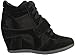 Breckelles Women's METRO-01W Faux Suede Velcro Strap Lace Up Sneaker Wedges