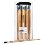 Charles Leonard Products - Charles Leonard - Long Handle Easel Brush, Size 12, Natural Bristle, Flat, 12/Pack - Sold As 1 Dozen - Fine-grade, natural black bristles and seamless polished aluminum ferrule double-crimped to hardwood handle. - Flat, long handle has a natural lacquered finish. - Washable.