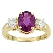14K Yellow Gold Rubellite and Diamond Ring