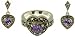 Silver Marquesite and Amethyst Heart Collection
