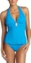 Calvin Klein Women's Shirred Tankini Set Swimsuit,Turquoise,6
