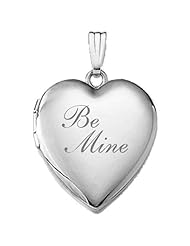 14K White Gold "Be Mine" Locket 3/4 inch x 3/4 inch in Solid 14K White Gold