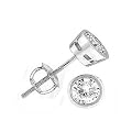 14K White Gold Round Full Bezel Diamond Stud Earrings ( 0.75 ct.tw, H-I Color, SI2-SI3 Clarity )