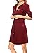 Allegra K Women's Roll Up Sleeves Multi-Pocket Safari Belted Collared Shirt Dress X-Large Burgundy