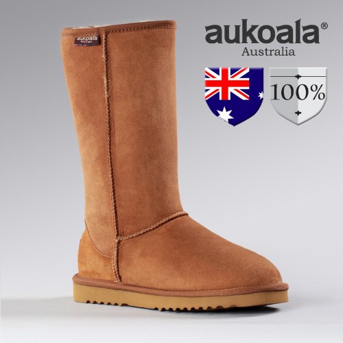 Aukoala Snow Boots Australia Sheepskin Warm Classic Tall For Womens_Size 5_Chestnut On Sale