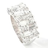 Sterling Silver/Rhodium Baguette Cut Cubic Zirconia Ring