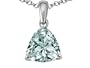 1.02 cttw Genuine Triangle Aquamarine Pendant in 14k White Gold LIFETIME WARRANTY