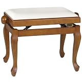 Produkt-Bild: Klavierbank CHIPPENDALE KIRSCHE - matt mit Kunstleder beige #