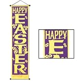 Happy Easter Velvet-Lamé Holiday Panel 12in. x 54in. Banner Sign Ready to Hang