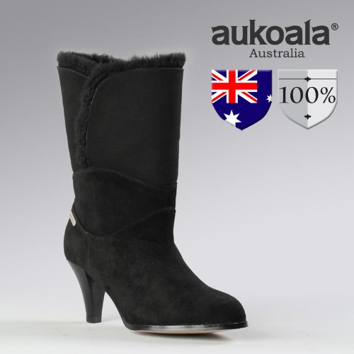 Aukoala Snow Boots Australia Sheepskin Warm Garland For Womens_Black_Us Size 9 On Sale