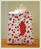 Baby Bib, Burp Cloth & Blanket Baby Gift Set - Crisp White with Cherries