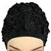 BLACK FLORAL EMBOSS VINTAGE STY LATEX SWIM BATHING CAP